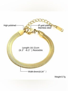 Gold Herringbone Chain Bracelet - Women Jewelry